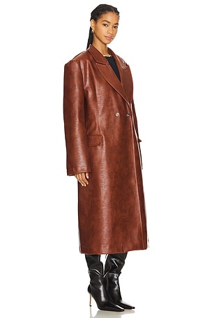 Milkwhite Faux Leather Oversized Jacket in Brown