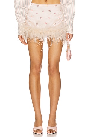 Mini Skirt With Feathers Milkwhite