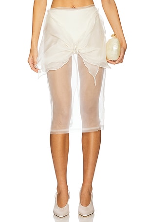 x REVOLVE Organza Midi Skirt With Big Bow Milkwhite