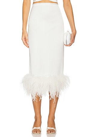 x REVOLVE Midi Skirt With Feathers Milkwhite