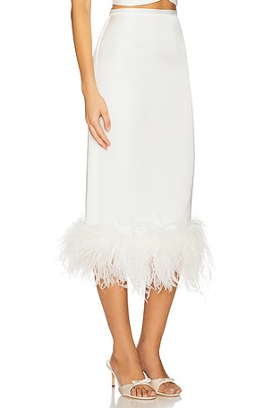 Milkwhite x REVOLVE Midi Skirt With Feathers in White