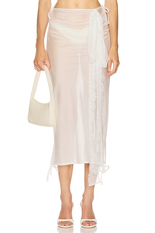 x REVOLVE Midi Skirt With Lace Details Milkwhite