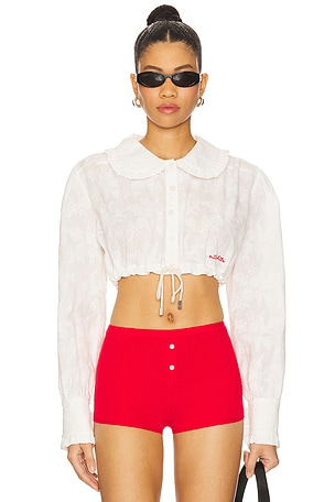 Crop Shirt With Collar Milkwhite