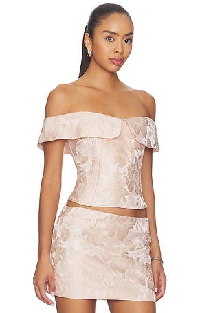Milkwhite Brocade Corset Top in Pink