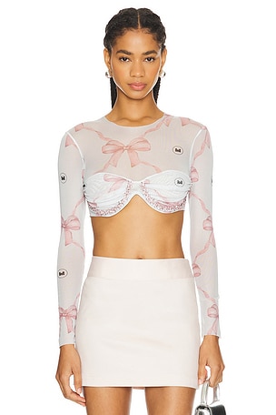 TOP CROPPED EN MESH Milkwhite