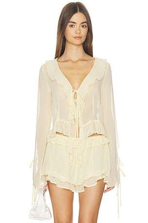 Ruffle Long Sleeve Shirt Milkwhite