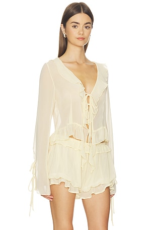 Milkwhite Ruffle Long Sleeve Shirt in Yellow. Size M. Also