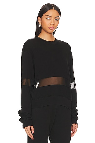 Michael Lauren Inacio Pullover With Mesh in Black