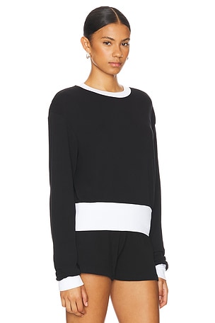 Michael Lauren Trayvon Crop Pullover in Black