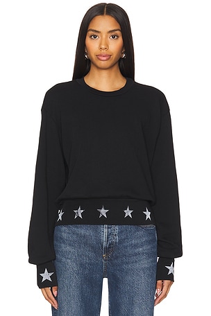 Kamon Crew Neck Pullover W/ Metallic Silver Star Print Top Michael Lauren