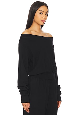 Michael Lauren Bix Off The Shoulder Sweatshirt in Black