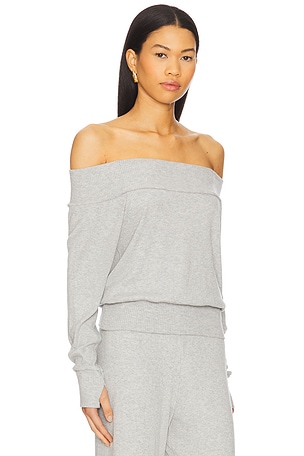 Michael Lauren Fenn Off Shoulder Sweater in Light Grey