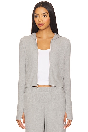 Aris Fitted Crop Zip Up Hoodie Michael Lauren