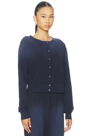 Michael Lauren Novak Snap Front Cardigan in Navy