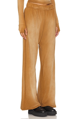 Michael Lauren Mabel Wide Leg Pant W/ Side Pocket Pant in Brown