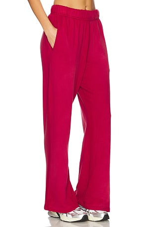 Michael Lauren Mabel Wide Leg Pant With Side Pocket in Burgundy