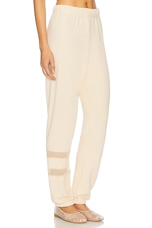 Michael Lauren Setton Mesh Contrast Pant in Nude