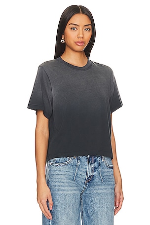 Michael Lauren Hester Ombre Crop Boxy Tee in Black