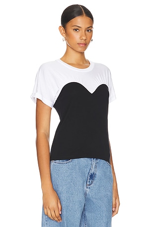 Michael Lauren Kinsley Contrast Sweetheart Tee in Black,White