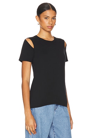 Michael Lauren Maximillian Shoulder Split Tee in Black