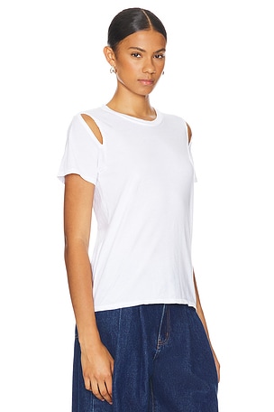 Michael Lauren Maximillian Shoulder Split Tee in White