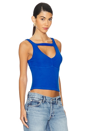 Michael Lauren Nikau V Neck Tank in Blue