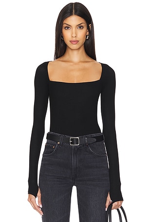 Kaleb Long Sleeve W/ Square Neckline Double Layered Top Michael Lauren