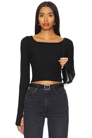 T-SHIRT CROPPED ENCOLURE CARRÉ MANCHES LONGUES PRYDERI Michael Lauren