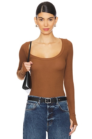 Leonard Long Sleeve Scoop Neck W/ Thumbhole Top Michael Lauren