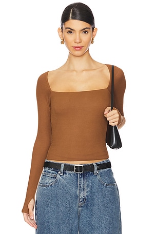 Kaleb Long Sleeve W/ Square Neckline Top Michael Lauren