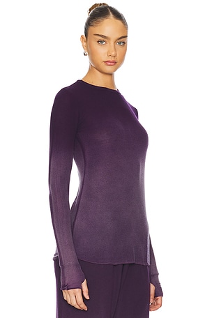 Michael Lauren Alick Long Sleeve Fitted Top W/ Thumbhole Top in Purple
