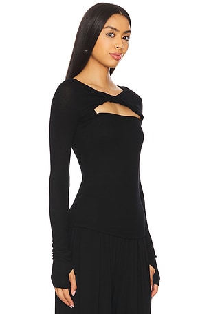 Michael Lauren Azura Knotted Neck Top in Black