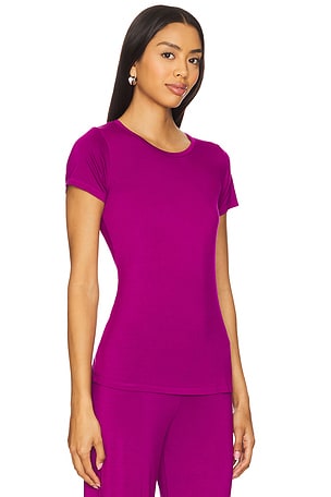 Michael Lauren Tucker Short Sleeve Fitted Tee in Purple,Fuchsia