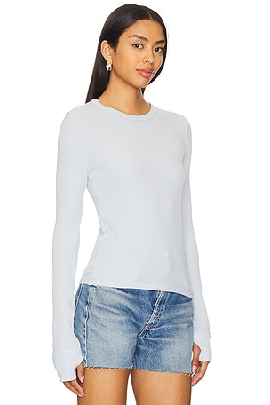 Michael Lauren Axl Crop Fitted Top in Baby Blue