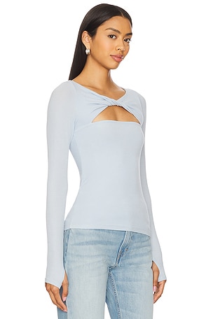 Michael Lauren Azura Knotted Neck Top in Baby Blue