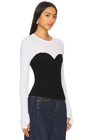 Michael Lauren Elysia Longe Sleeve Sweetheart Tee in Black
