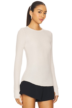 Michael Lauren Alick Long Sleeve Fitted Top in Ivory