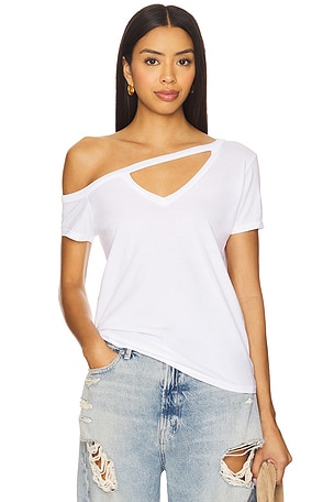 Zire Short Sleeve Asymmetrical Cold Shoulder Tee Michael Lauren