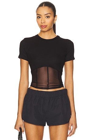 Ember Rib Mesh Corset Tee Michael Lauren