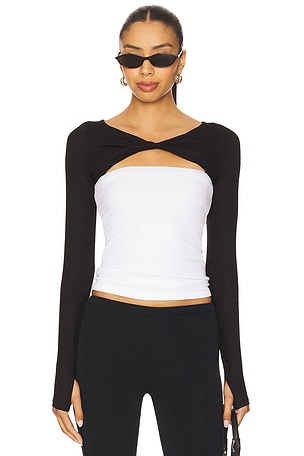 Ace Long Sleeve Knotted Neck Top Michael Lauren