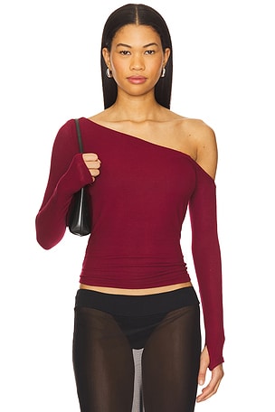 Magdaleno Asymmetrical Fitted Cold Shoulder Long Sleeve Top Michael Lauren