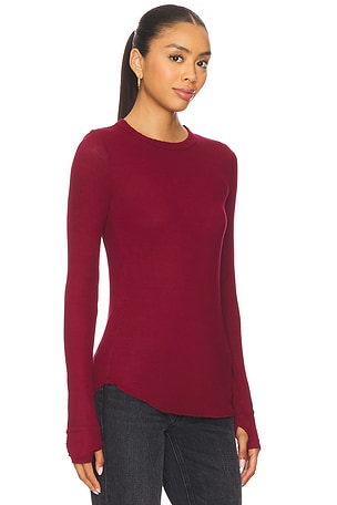 Michael Lauren Alick Long Sleeve Fitted Top in Burgundy