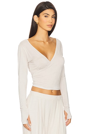 Michael Lauren Aziel Long Sleeve Cross Front Tee in Ivory. Size XS. Also