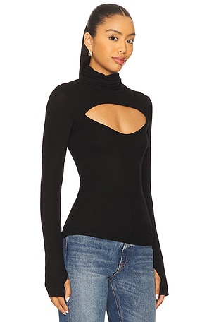 Michael Lauren Cade Long Sleeve Turtleneck Top in Black