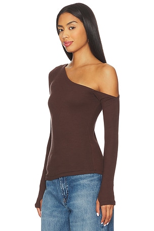 Magdaleno Long Sleeve Fitted Asymmetrical Cold Shoulder Top Michael Lauren