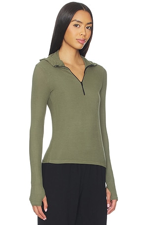 Michael Lauren Jove Long Sleeve Half Zip Top in Sage