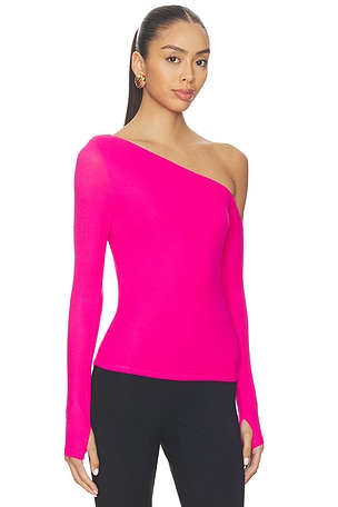 Michael Lauren Magdaleno Asymmetrical Longsleeve Top in Pink