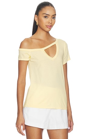 Michael Lauren x REVOLVE Zire Short Sleeve Asymmetrical Cold Shoulder Tee in Yellow