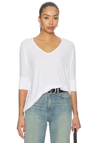 Dylan 3/4 Sleeved Draped V-neck Michael Lauren