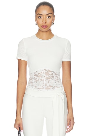 Ember Rib Lace Shortsleeve Tee Michael Lauren